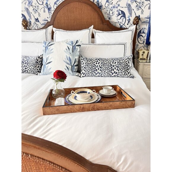 Large Burled Wood Serving Tray 21.25"L x 12"W x 2"H Glossy Finish Serveware - Picture 5 of 12